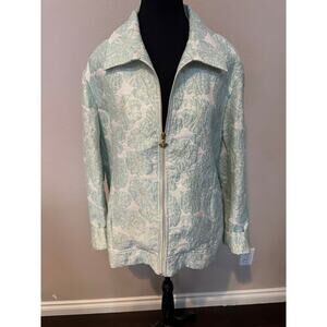 Drapers and Damons Zip up Blazer Green/Brocade Size 1X